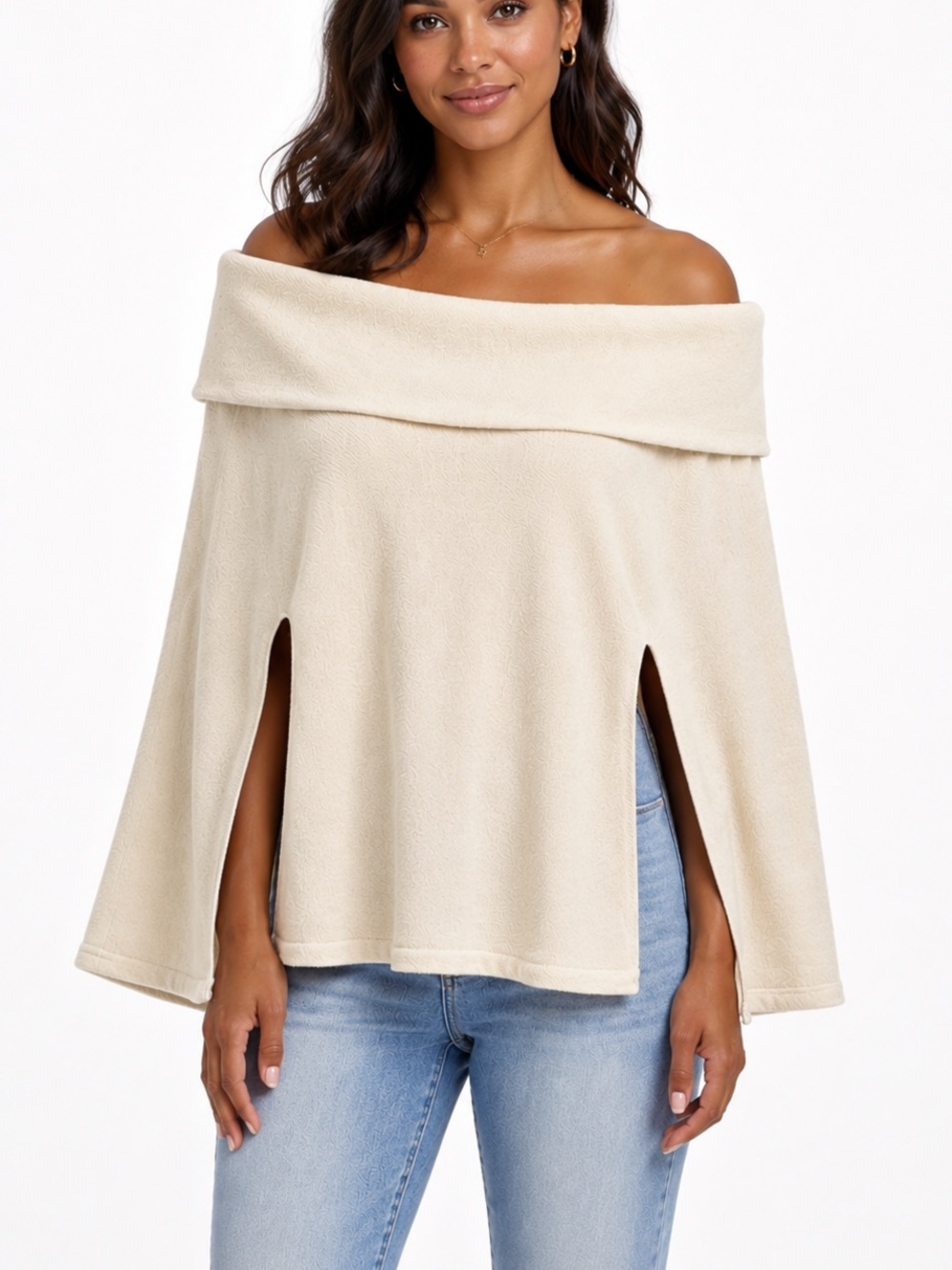 Alpaca International 100% Baby Alpaca Cream Poncho NWT Made in Peru